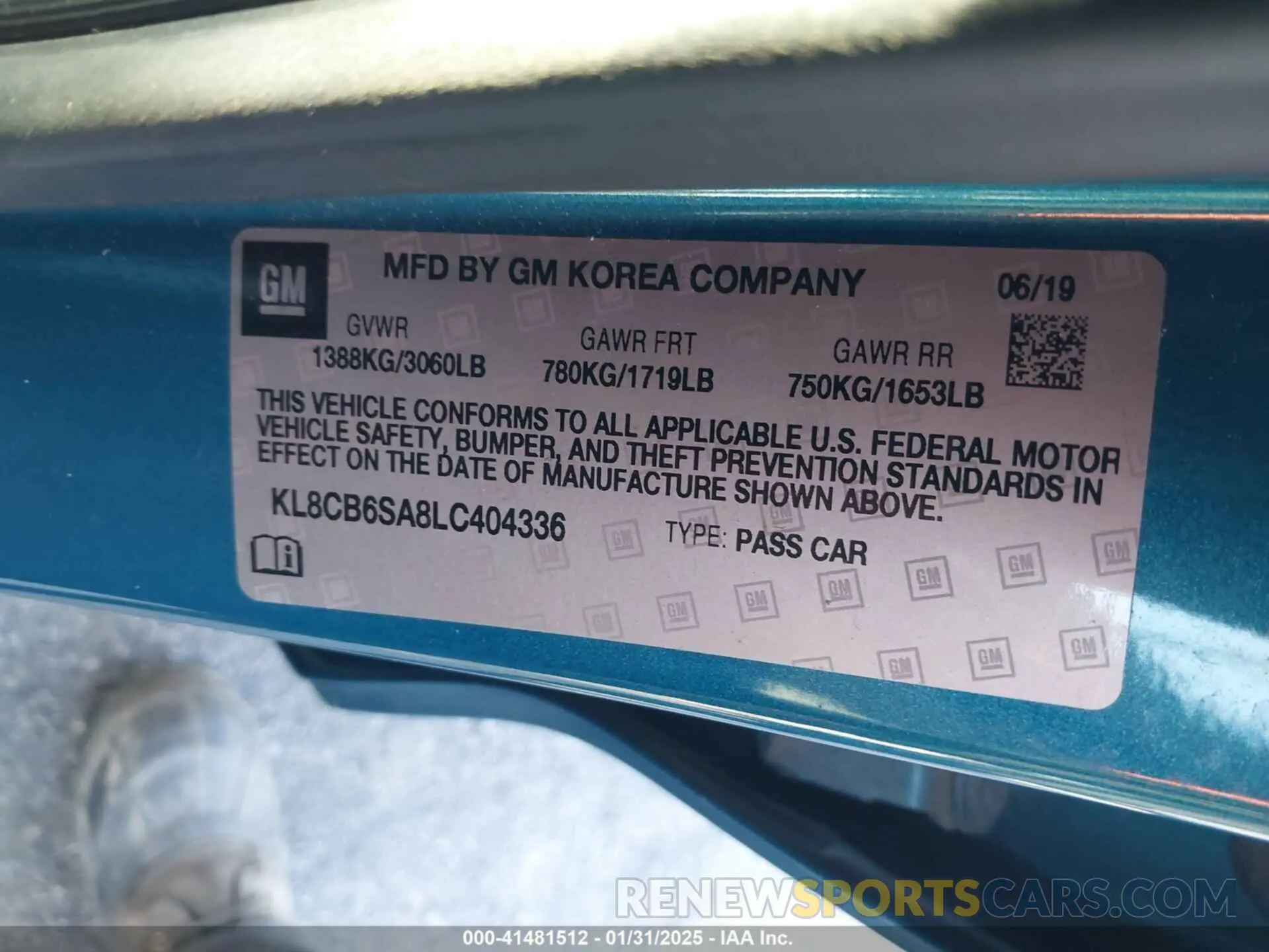 9 fotografías del automóvil dañado KL8CB6SA8LC404336 CHEVROLET SPARK 2020