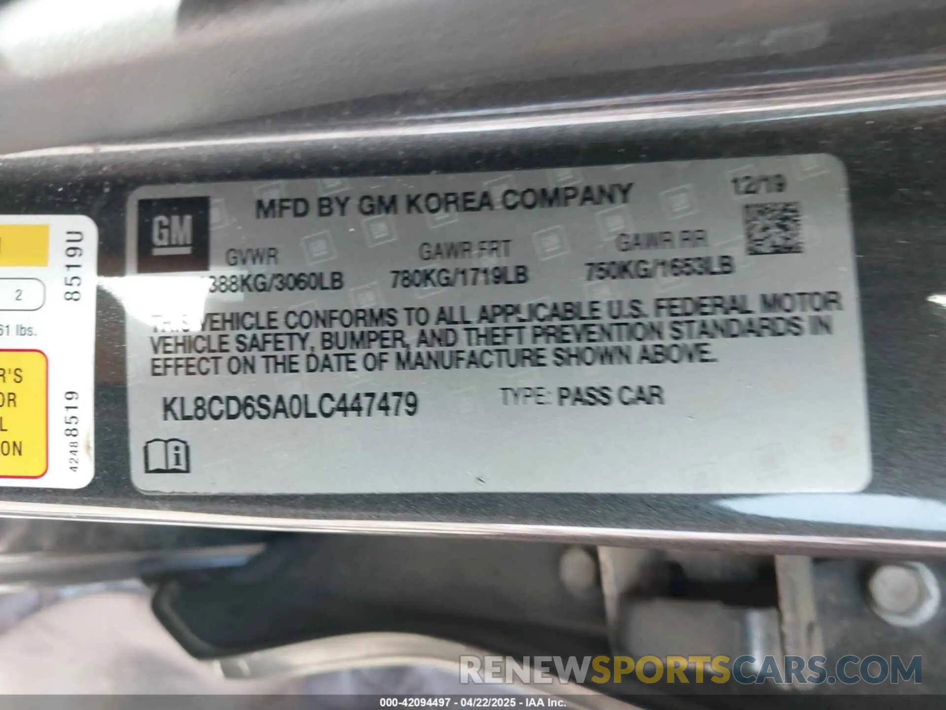 9 fotografías del automóvil dañado KL8CD6SA0LC447479 CHEVROLET SPARK 2020