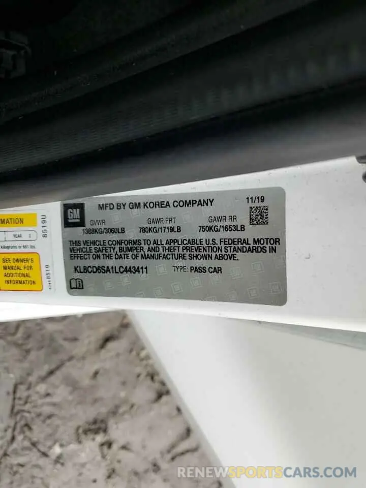 14 fotografías del automóvil dañado KL8CD6SA1LC443411 CHEVROLET SPARK 2020