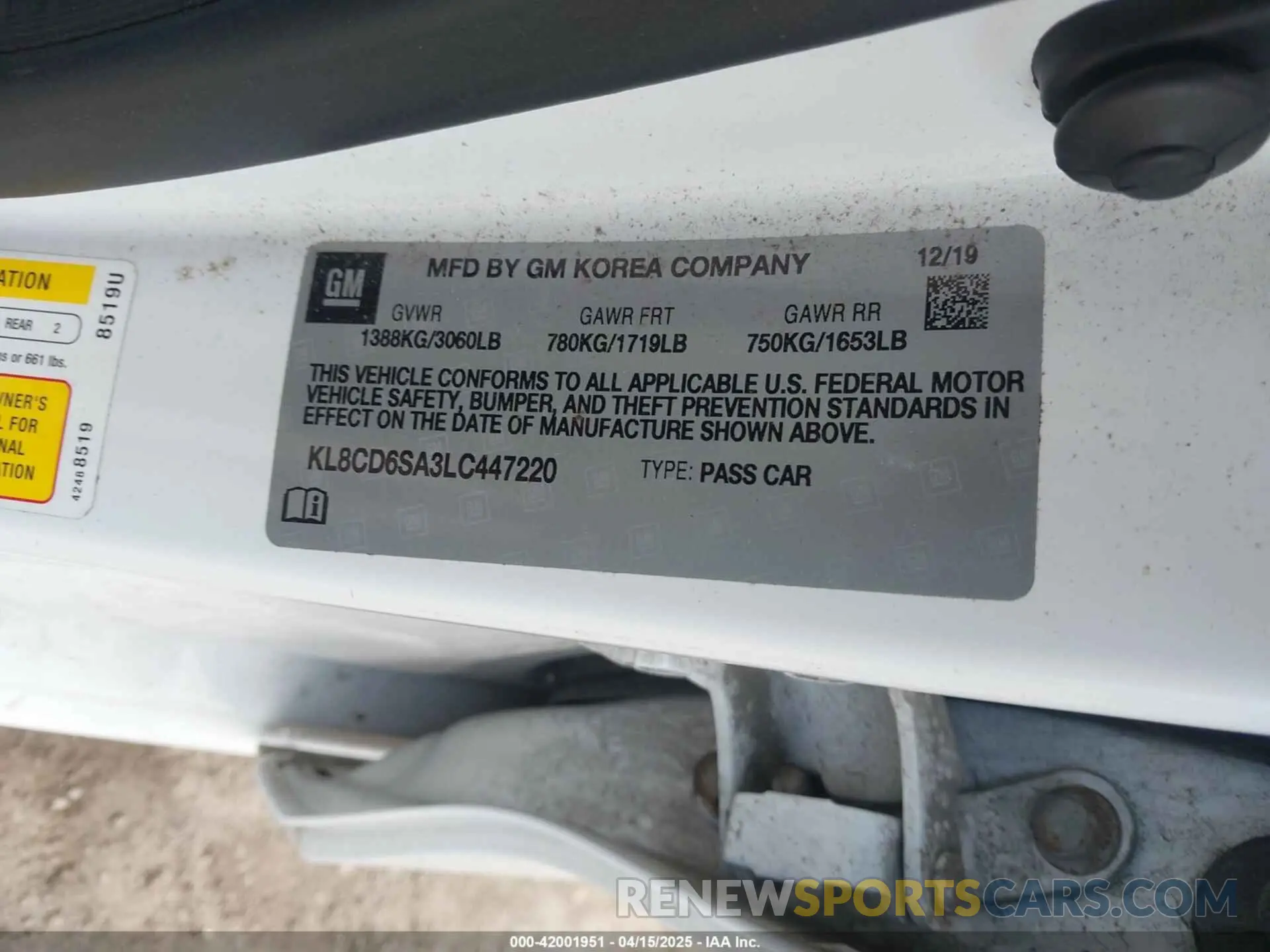 9 fotografías del automóvil dañado KL8CD6SA3LC447220 CHEVROLET SPARK 2020