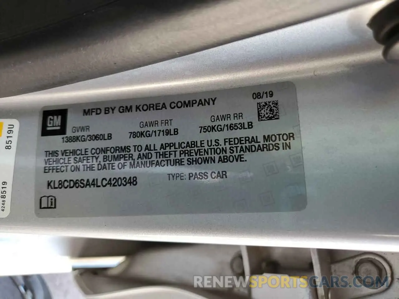 14 fotografías del automóvil dañado KL8CD6SA4LC420348 CHEVROLET SPARK 2020