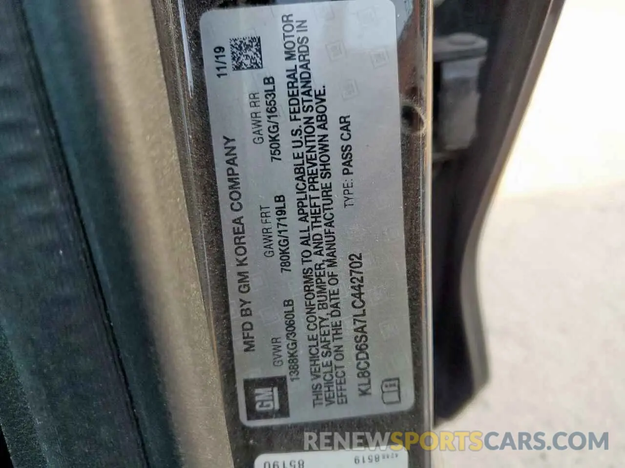 12 fotografías del automóvil dañado KL8CD6SA7LC442702 CHEVROLET SPARK 2020