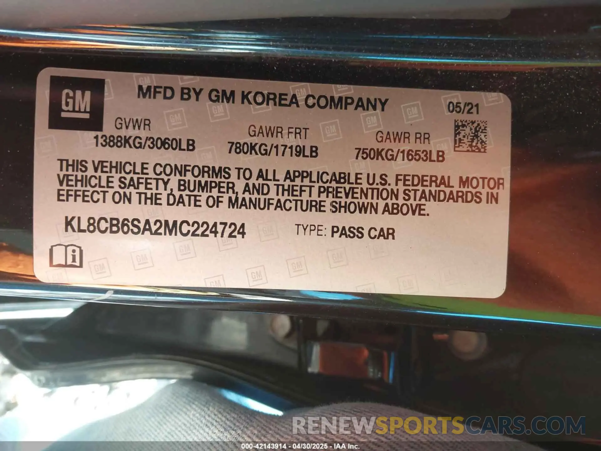 9 fotografías del automóvil dañado KL8CB6SA2MC224724 CHEVROLET SPARK 2021