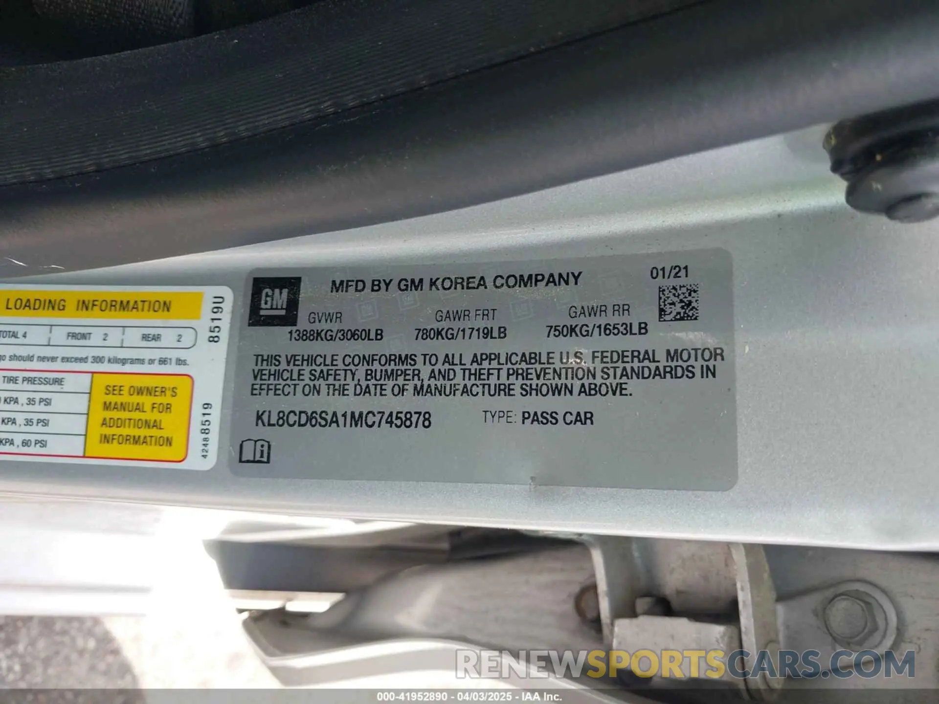 9 fotografías del automóvil dañado KL8CD6SA1MC745878 CHEVROLET SPARK 2021