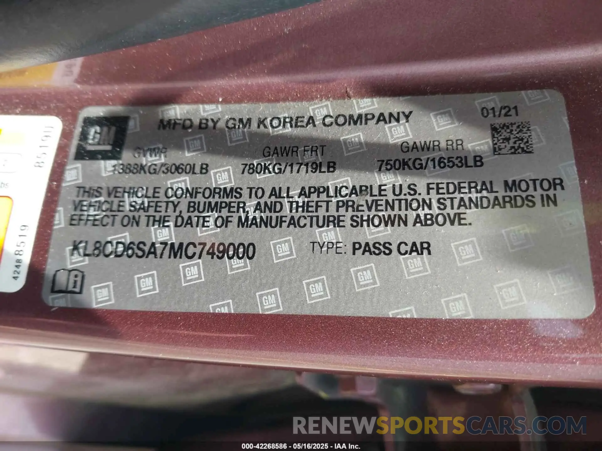 9 fotografías del automóvil dañado KL8CD6SA7MC749000 CHEVROLET SPARK 2021