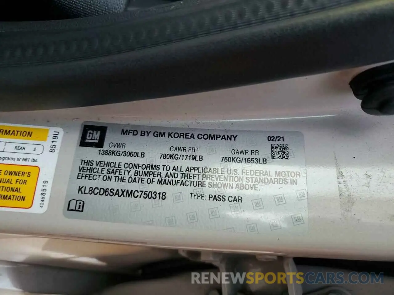 13 fotografías del automóvil dañado KL8CD6SAXMC750318 CHEVROLET SPARK 2021