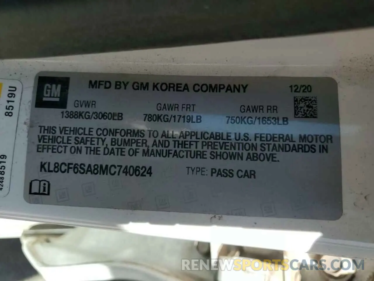 12 fotografías del automóvil dañado KL8CF6SA8MC740624 CHEVROLET SPARK 2021