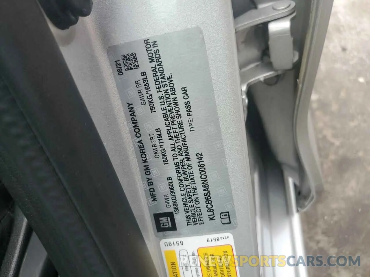 12 fotografías del automóvil dañado KL8CB6SA6NC006142 CHEVROLET SPARK 2022