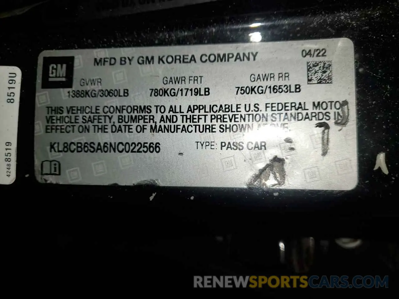12 fotografías del automóvil dañado KL8CB6SA6NC022566 CHEVROLET SPARK 2022