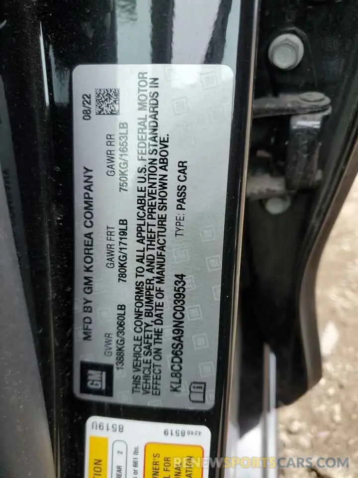 12 fotografías del automóvil dañado KL8CD6SA9NC039534 CHEVROLET SPARK 2022