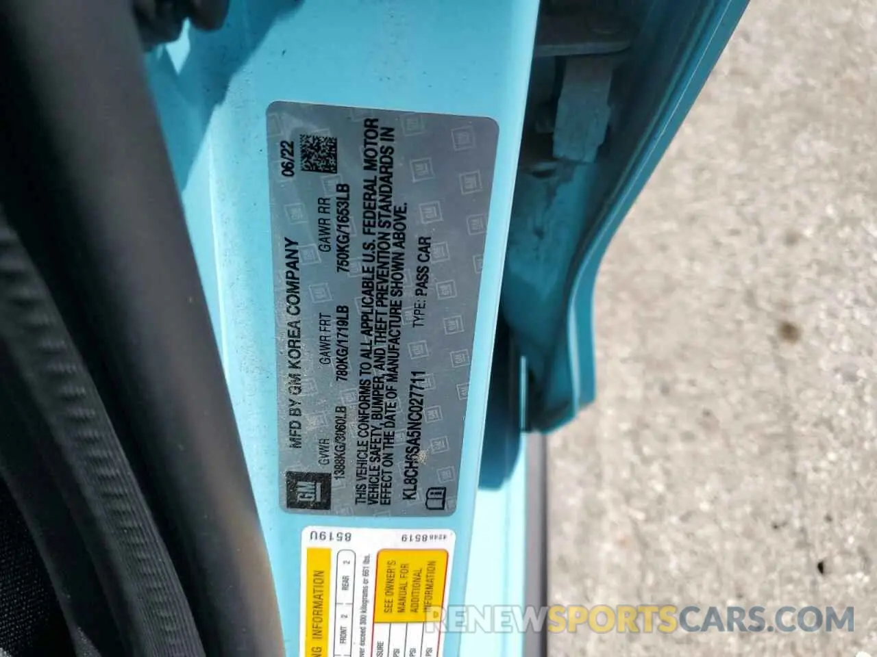 12 fotografías del automóvil dañado KL8CH6SA5NC027711 CHEVROLET SPARK 2022