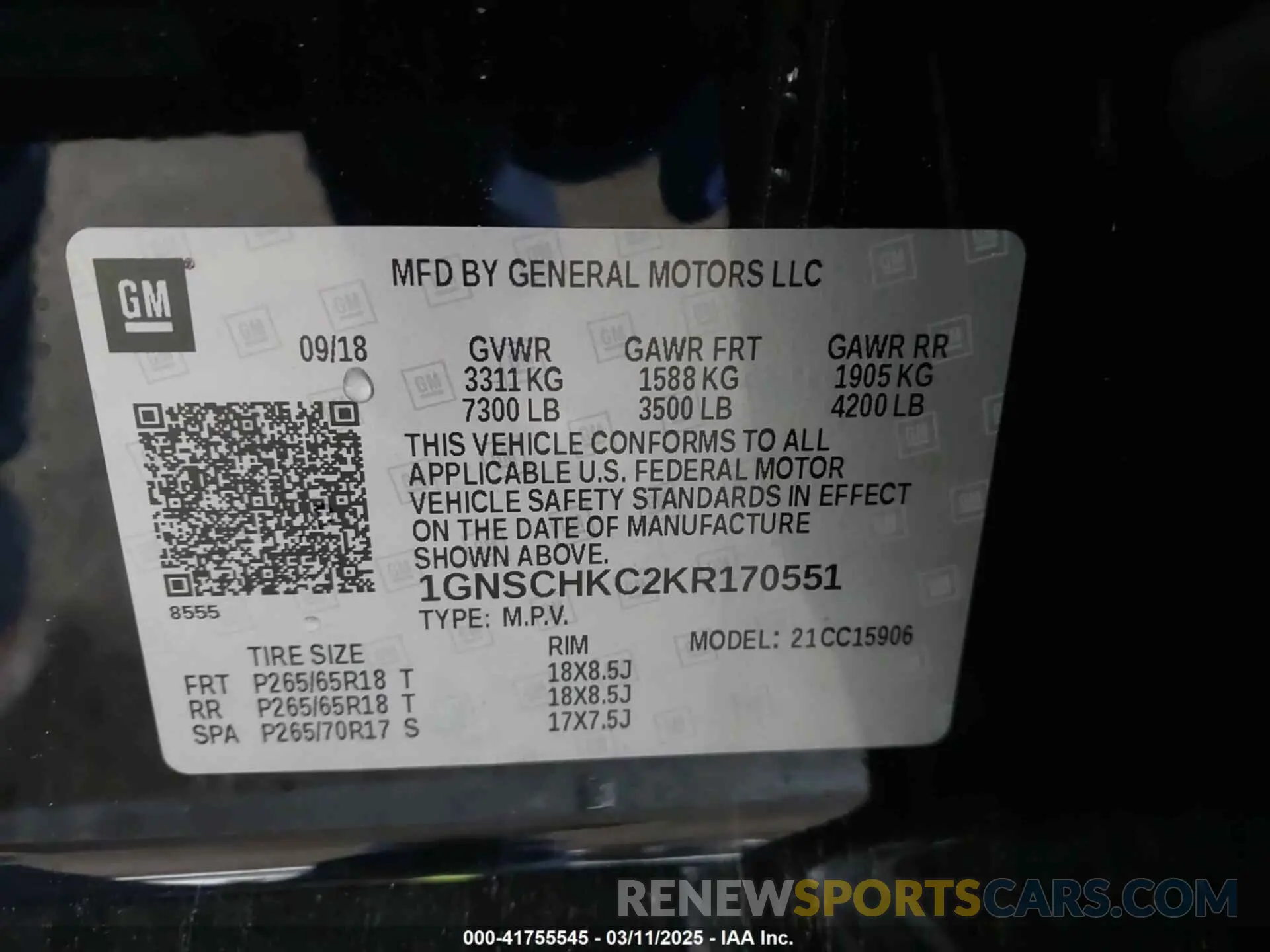 9 fotografías del automóvil dañado 1GNSCHKC2KR170551 CHEVROLET SUBURBAN 2019