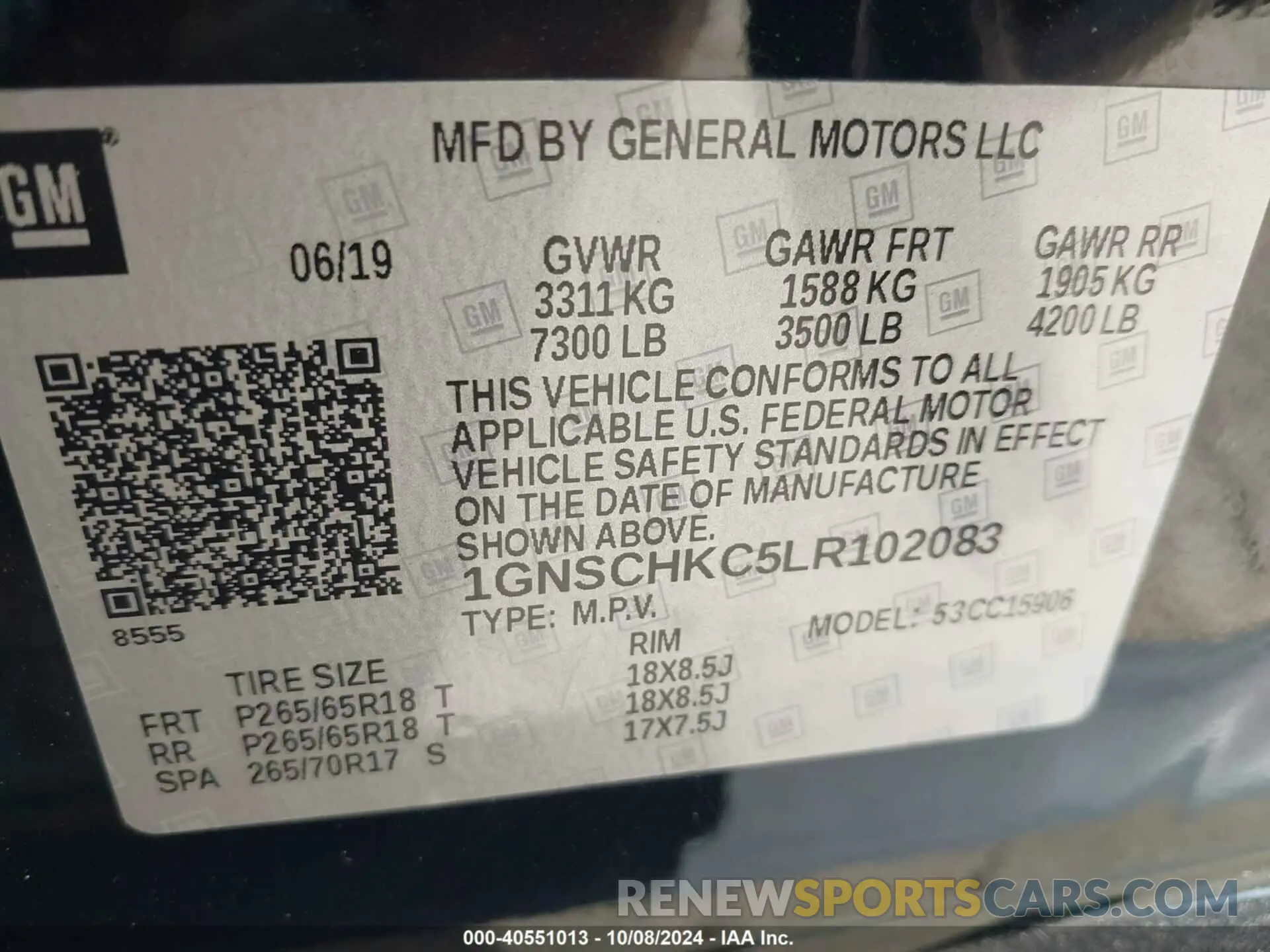 9 fotografías del automóvil dañado 1GNSCHKC5LR102083 CHEVROLET SUBURBAN 2020
