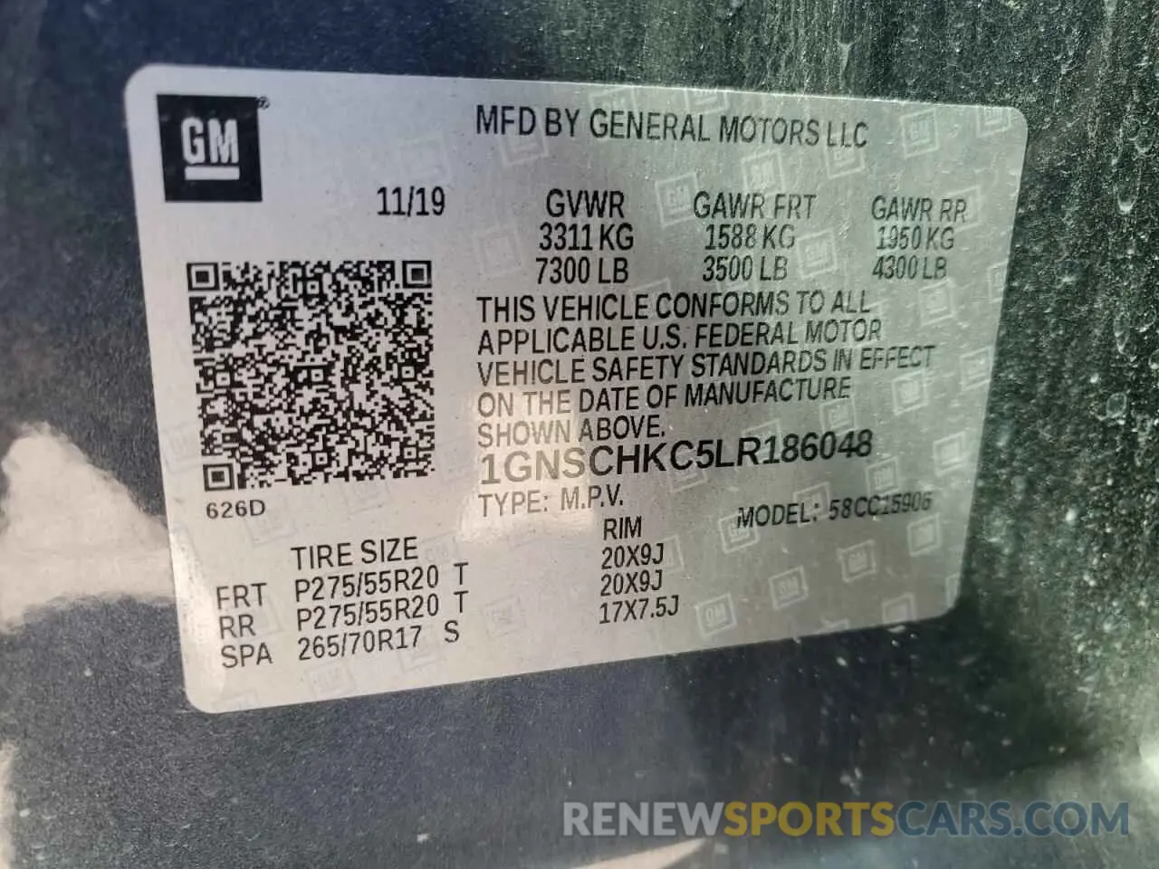 13 fotografías del automóvil dañado 1GNSCHKC5LR186048 CHEVROLET SUBURBAN 2020