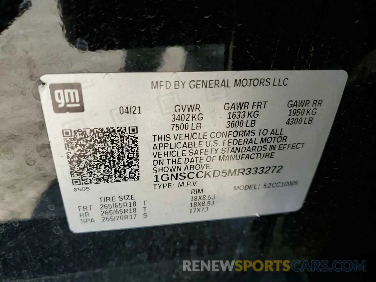 16 fotografías del automóvil dañado 1GNSCCKD5MR333272 CHEVROLET SUBURBAN 2021