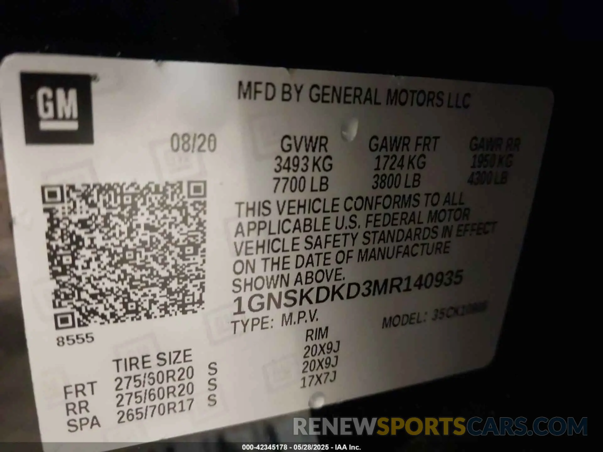 9 fotografías del automóvil dañado 1GNSKDKD3MR140935 CHEVROLET SUBURBAN 2021