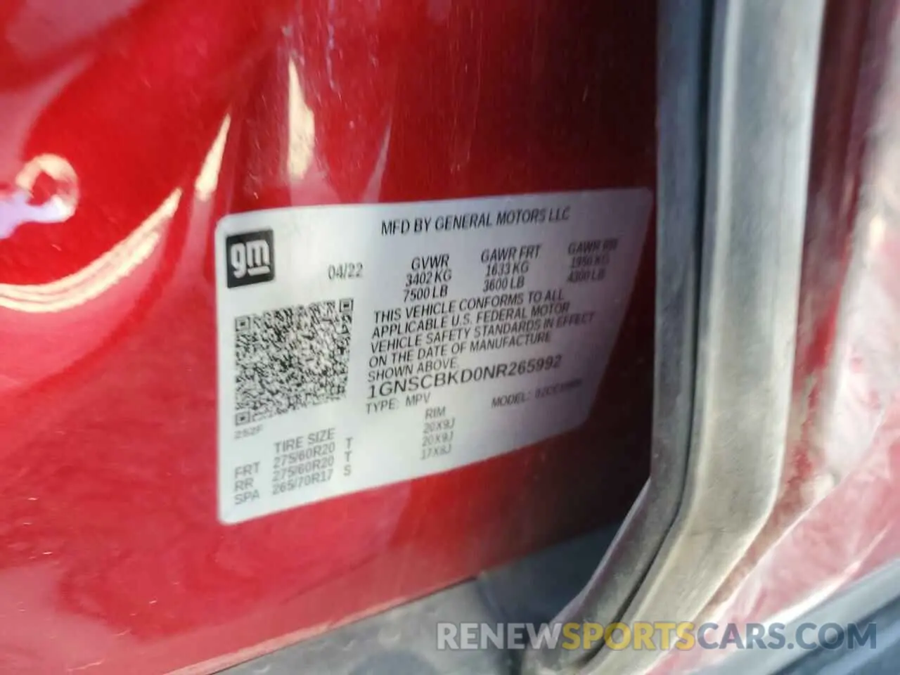 14 fotografías del automóvil dañado 1GNSCBKD0NR265992 CHEVROLET SUBURBAN 2022