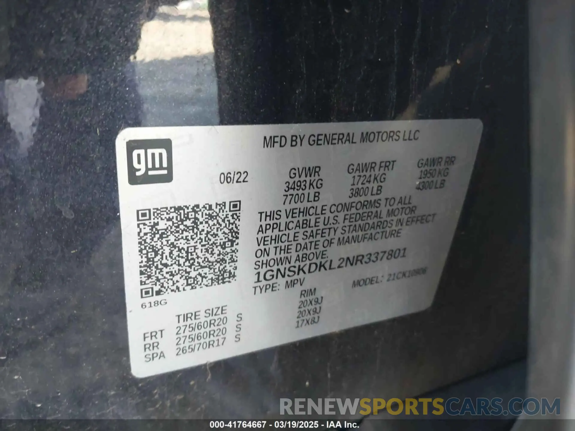 9 fotografías del automóvil dañado 1GNSKDKL2NR337801 CHEVROLET SUBURBAN 2022