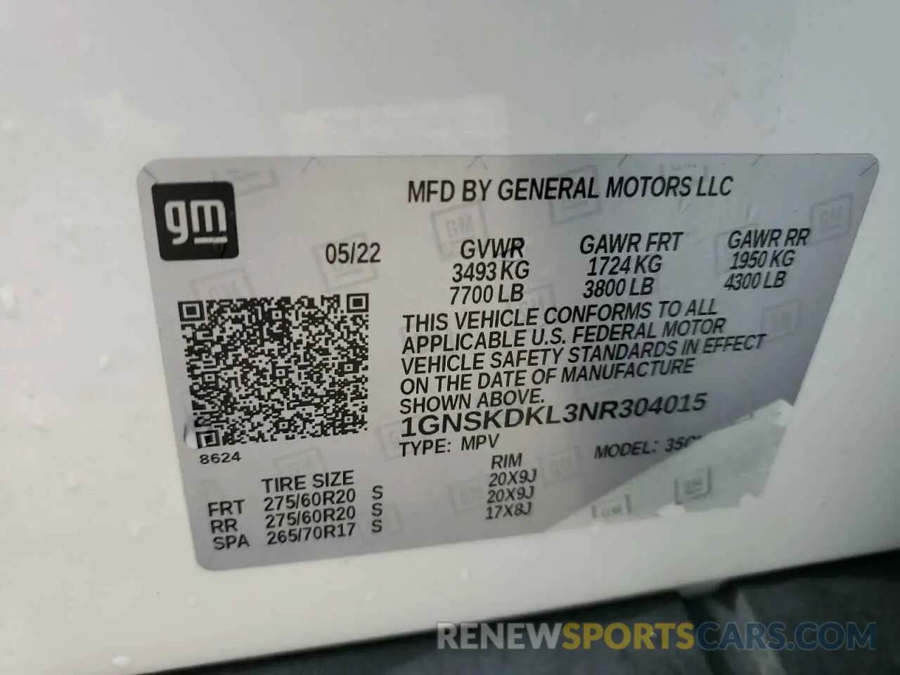 13 fotografías del automóvil dañado 1GNSKDKL3NR304015 CHEVROLET SUBURBAN 2022