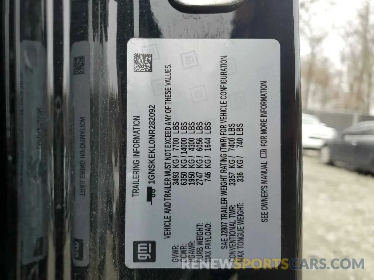 15 fotografías del automóvil dañado 1GNSKEKL0NR282092 CHEVROLET SUBURBAN 2022