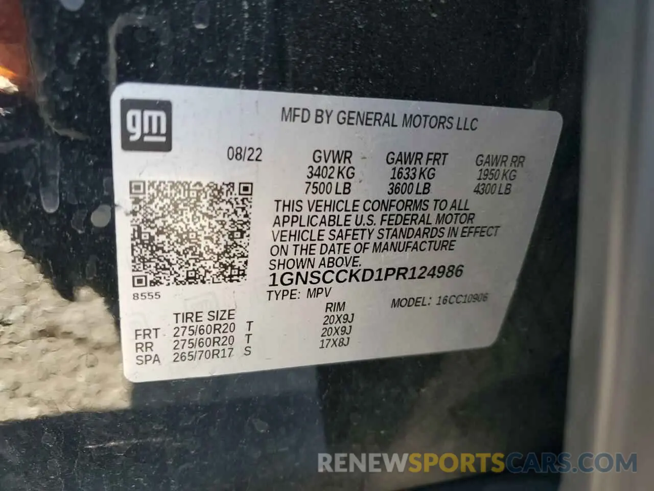 14 fotografías del automóvil dañado 1GNSCCKD1PR124986 CHEVROLET SUBURBAN 2023