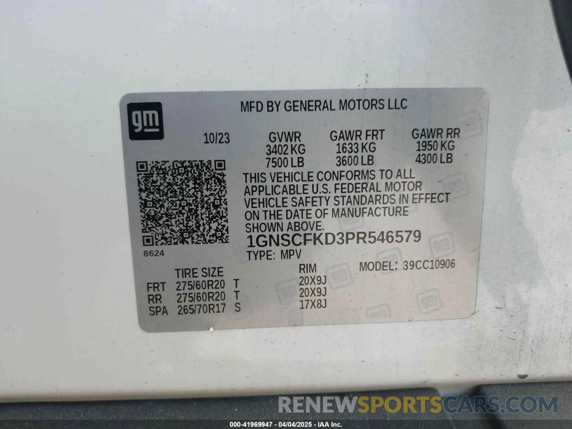 9 fotografías del automóvil dañado 1GNSCFKD3PR546579 CHEVROLET SUBURBAN 2023