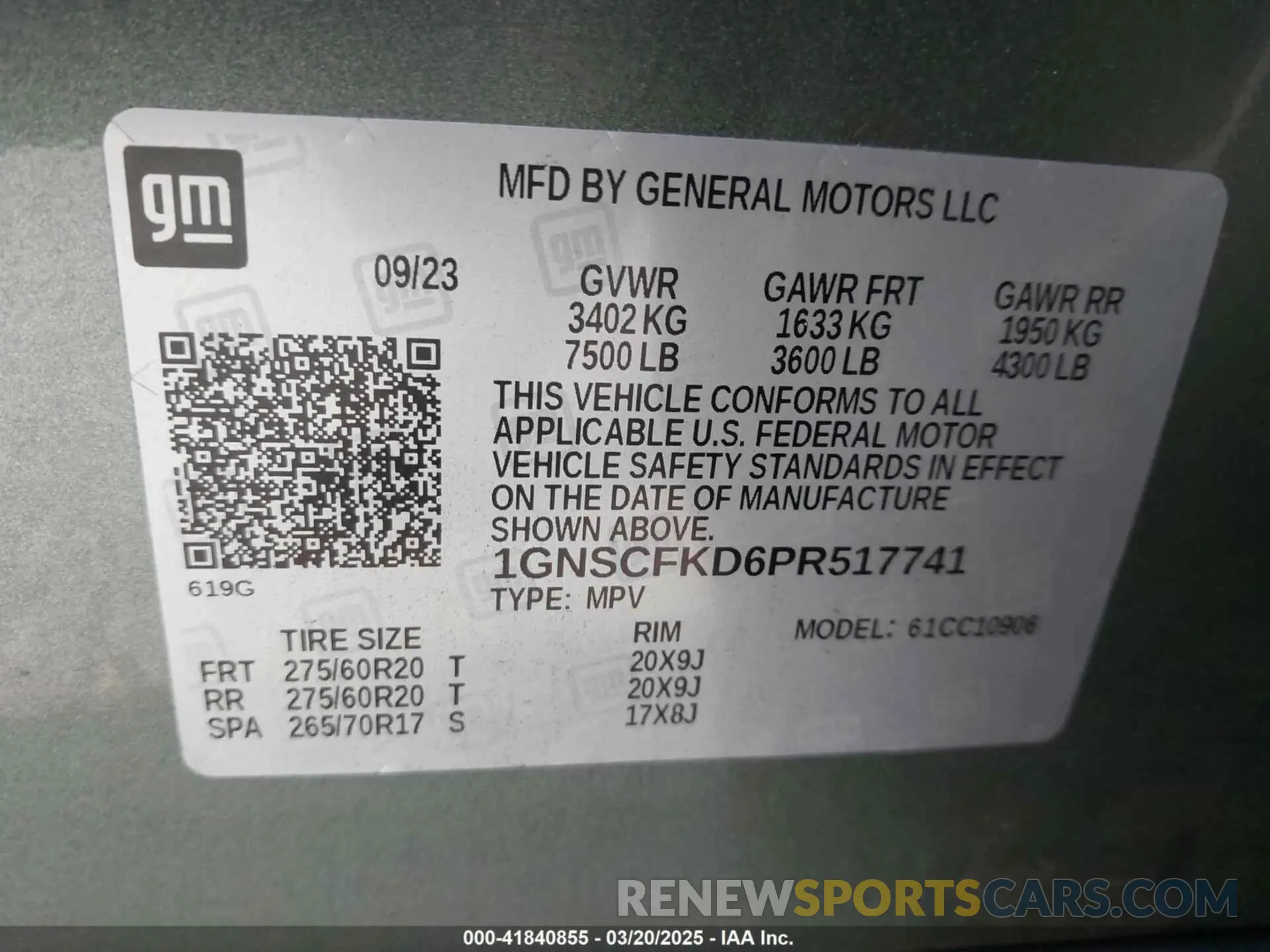 9 fotografías del automóvil dañado 1GNSCFKD6PR517741 CHEVROLET SUBURBAN 2023
