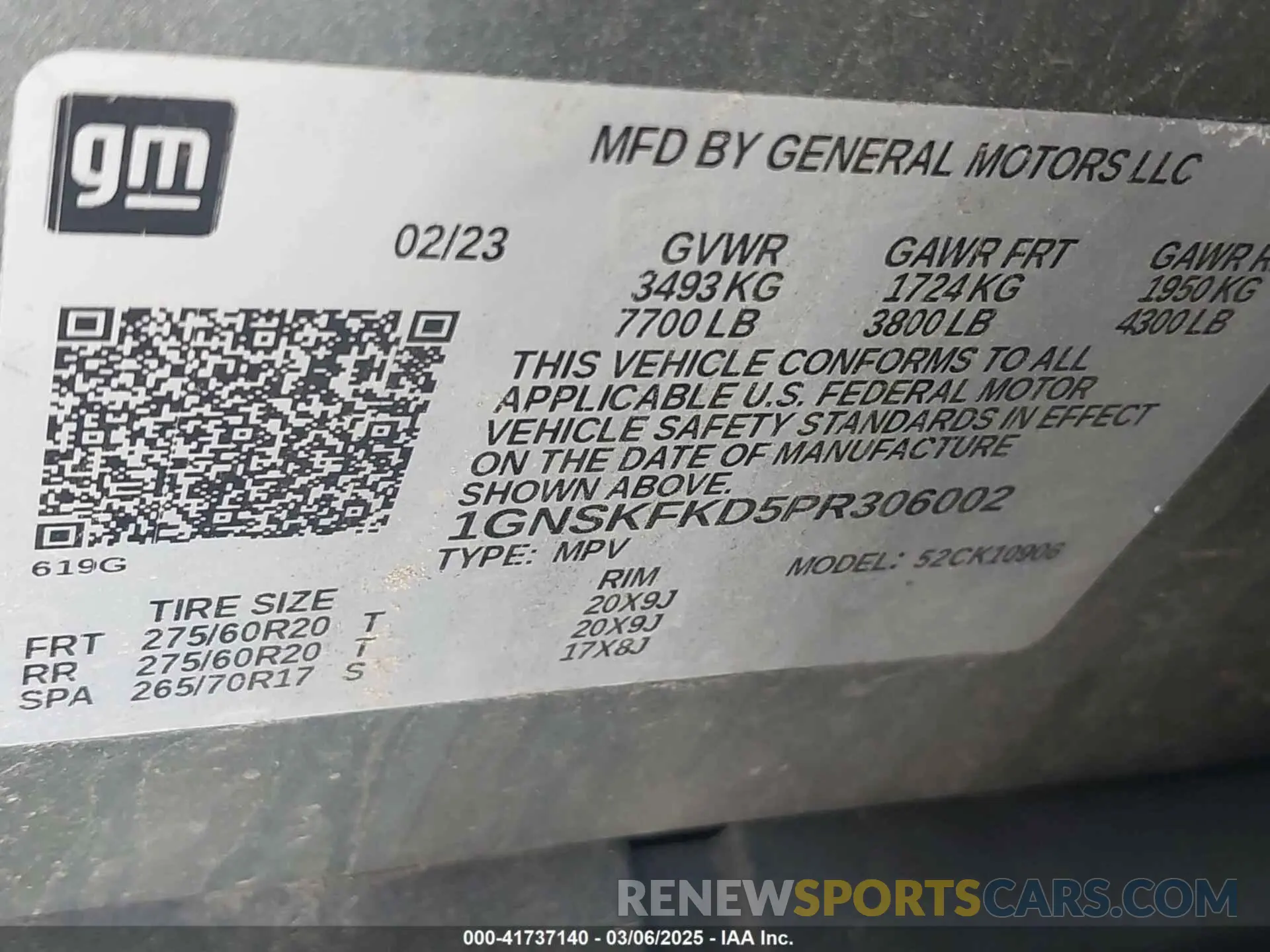 9 fotografías del automóvil dañado 1GNSKFKD5PR306002 CHEVROLET SUBURBAN 2023