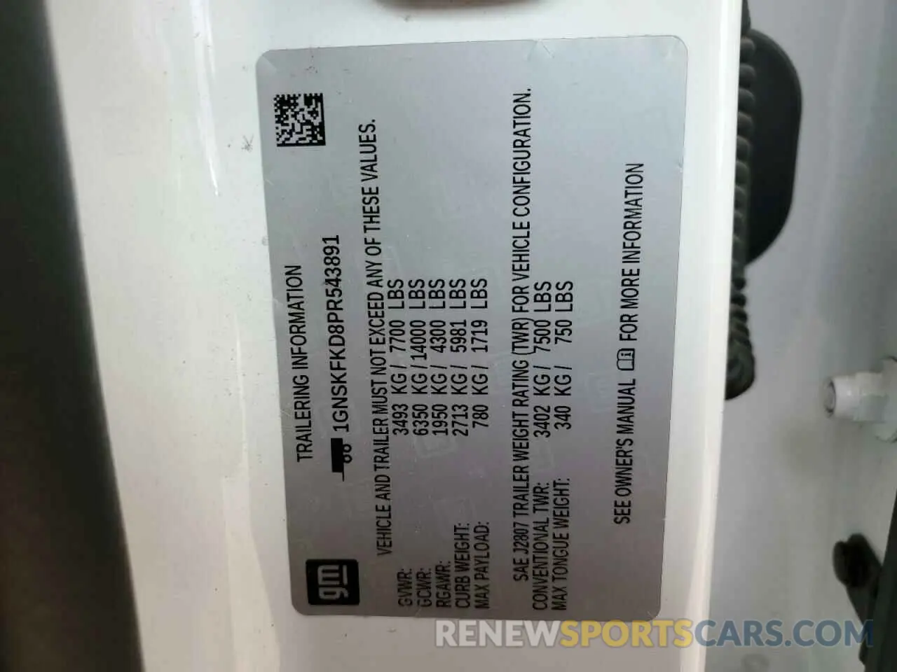 14 fotografías del automóvil dañado 1GNSKFKD8PR543891 CHEVROLET SUBURBAN 2023