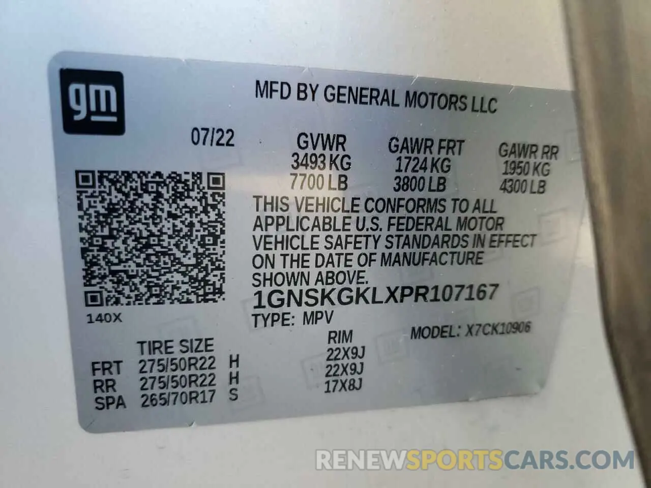 13 fotografías del automóvil dañado 1GNSKGKLXPR107167 CHEVROLET SUBURBAN 2023