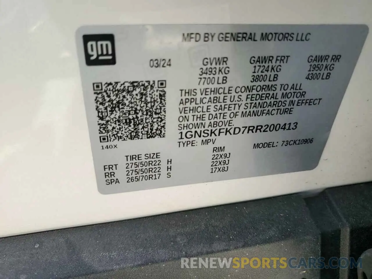 13 fotografías del automóvil dañado 1GNSKFKD7RR200413 CHEVROLET SUBURBAN 2024