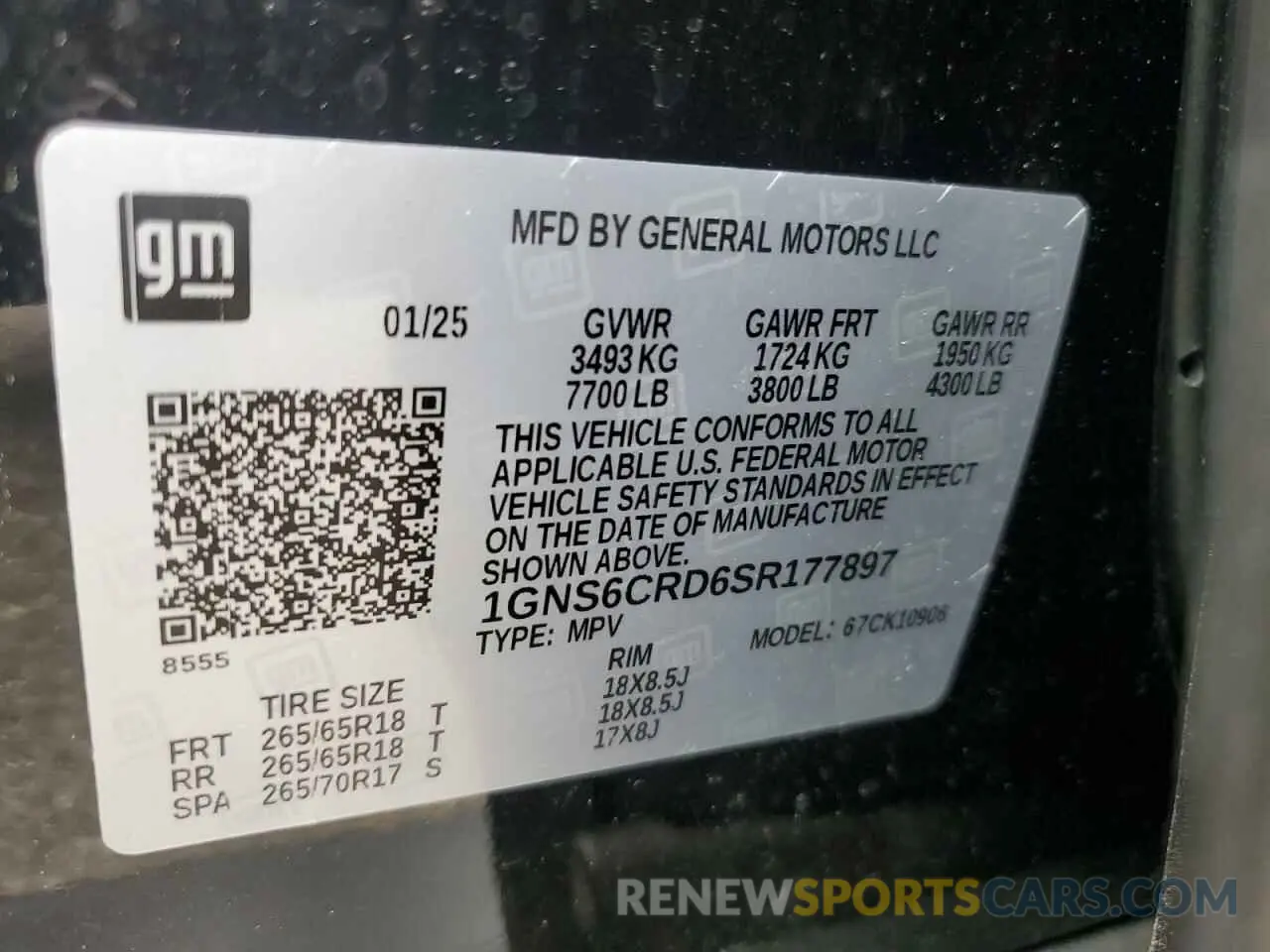 14 fotografías del automóvil dañado 1GNS6CRD6SR177897 CHEVROLET SUBURBAN 2025