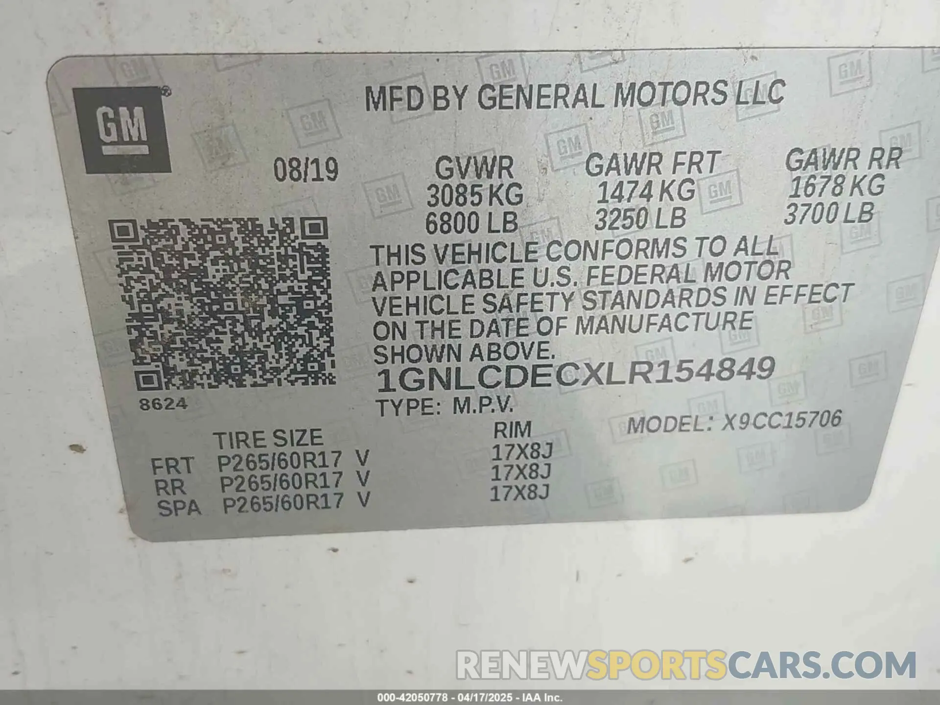 9 fotografías del automóvil dañado 1GNLCDECXLR154849 CHEVROLET TAHOE 2020