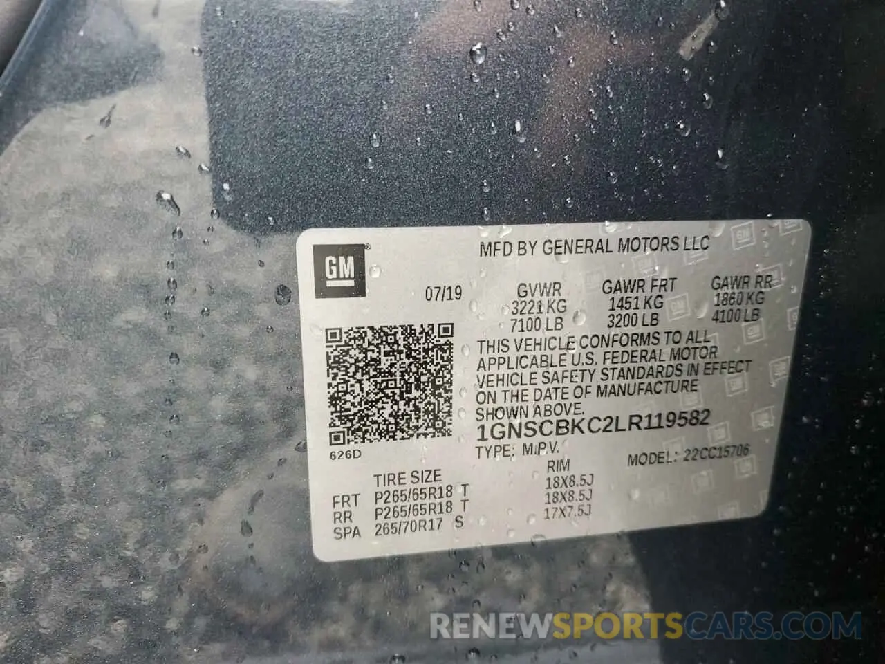 13 fotografías del automóvil dañado 1GNSCBKC2LR119582 CHEVROLET TAHOE 2020