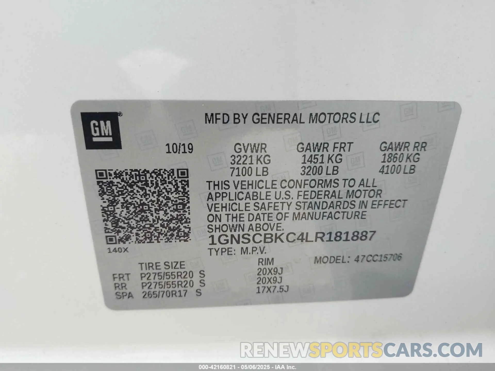 9 fotografías del automóvil dañado 1GNSCBKC4LR181887 CHEVROLET TAHOE 2020