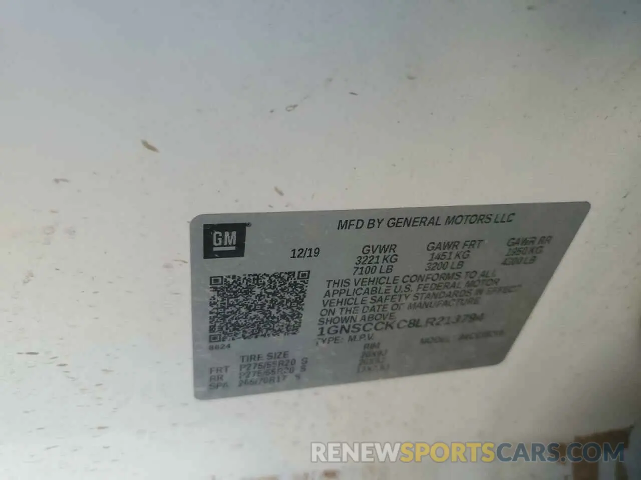 13 fotografías del automóvil dañado 1GNSCCKC8LR213794 CHEVROLET TAHOE 2020