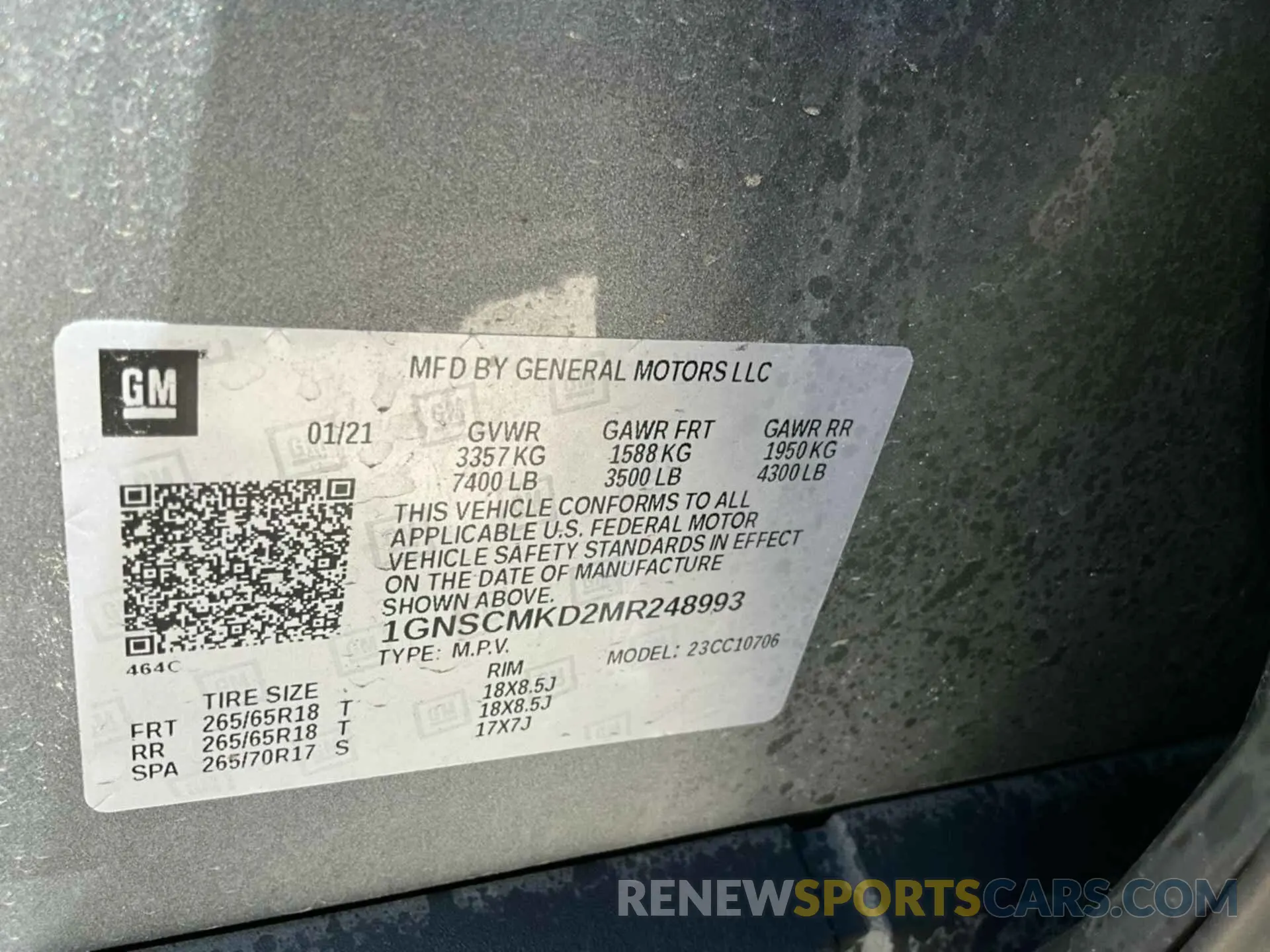 21 fotografías del automóvil dañado 1GNSCMKD2MR248993 CHEVROLET TAHOE 2021
