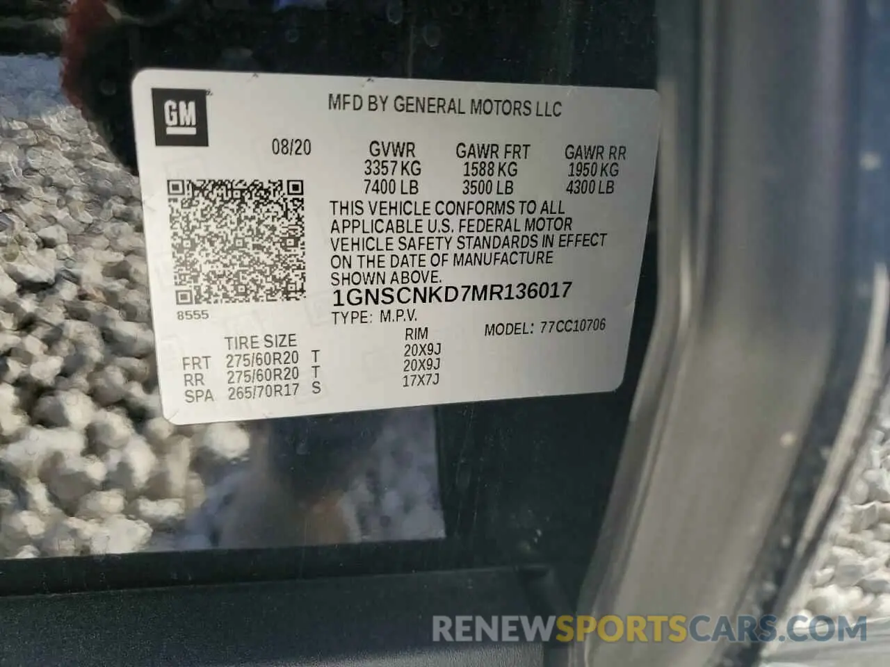 15 fotografías del automóvil dañado 1GNSCNKD7MR136017 CHEVROLET TAHOE 2021