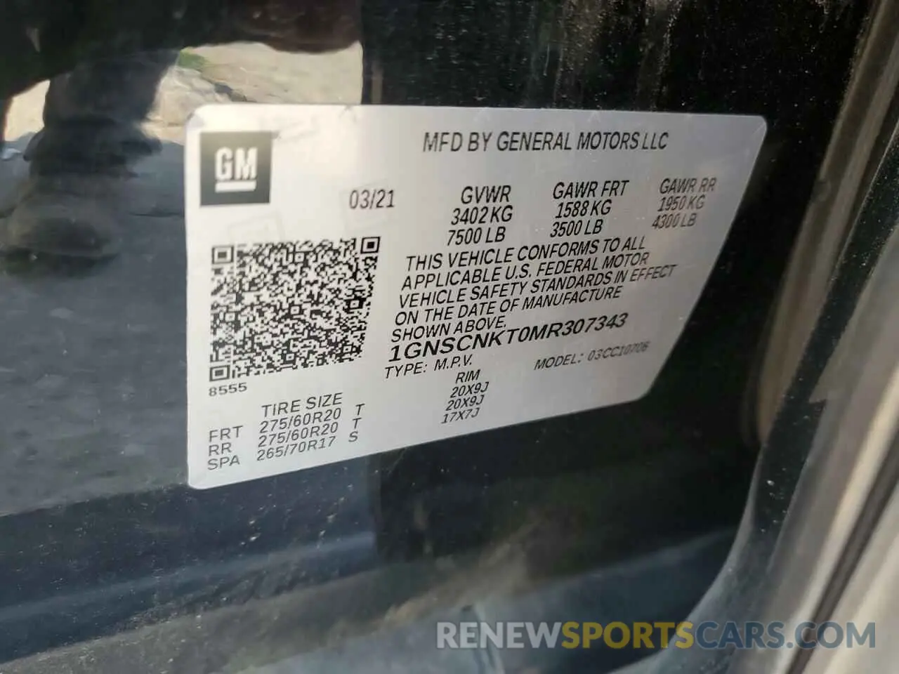14 fotografías del automóvil dañado 1GNSCNKT0MR307343 CHEVROLET TAHOE 2021