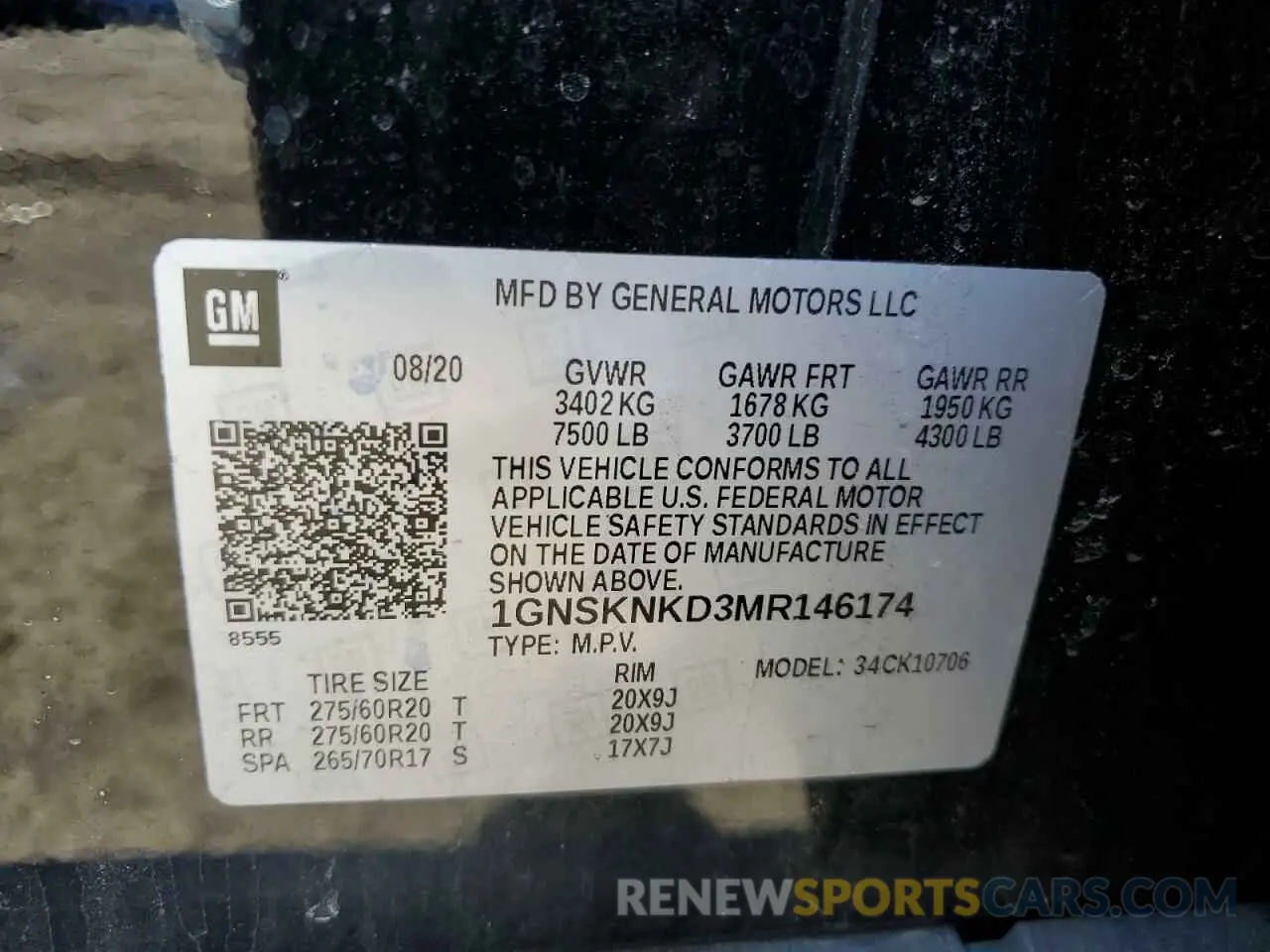 13 fotografías del automóvil dañado 1GNSKNKD3MR146174 CHEVROLET TAHOE 2021