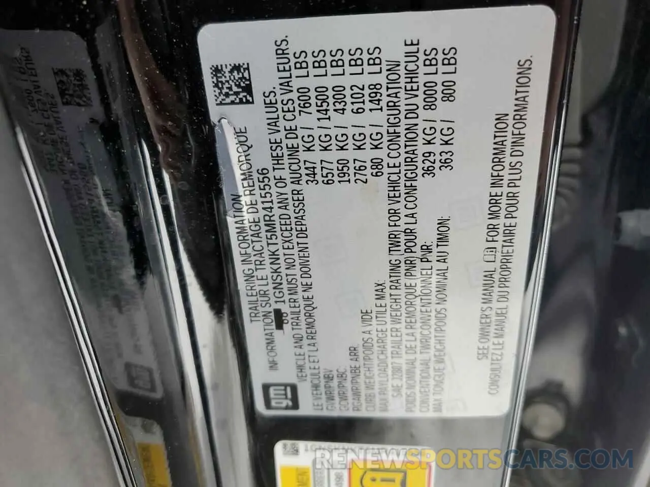 14 fotografías del automóvil dañado 1GNSKNKT5MR415556 CHEVROLET TAHOE 2021