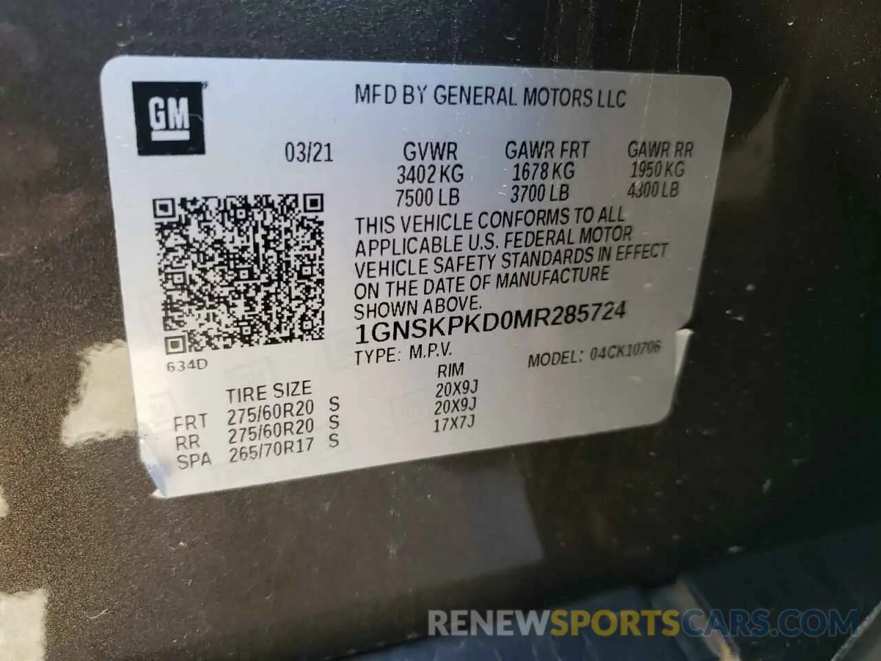 13 fotografías del automóvil dañado 1GNSKPKD0MR285724 CHEVROLET TAHOE 2021