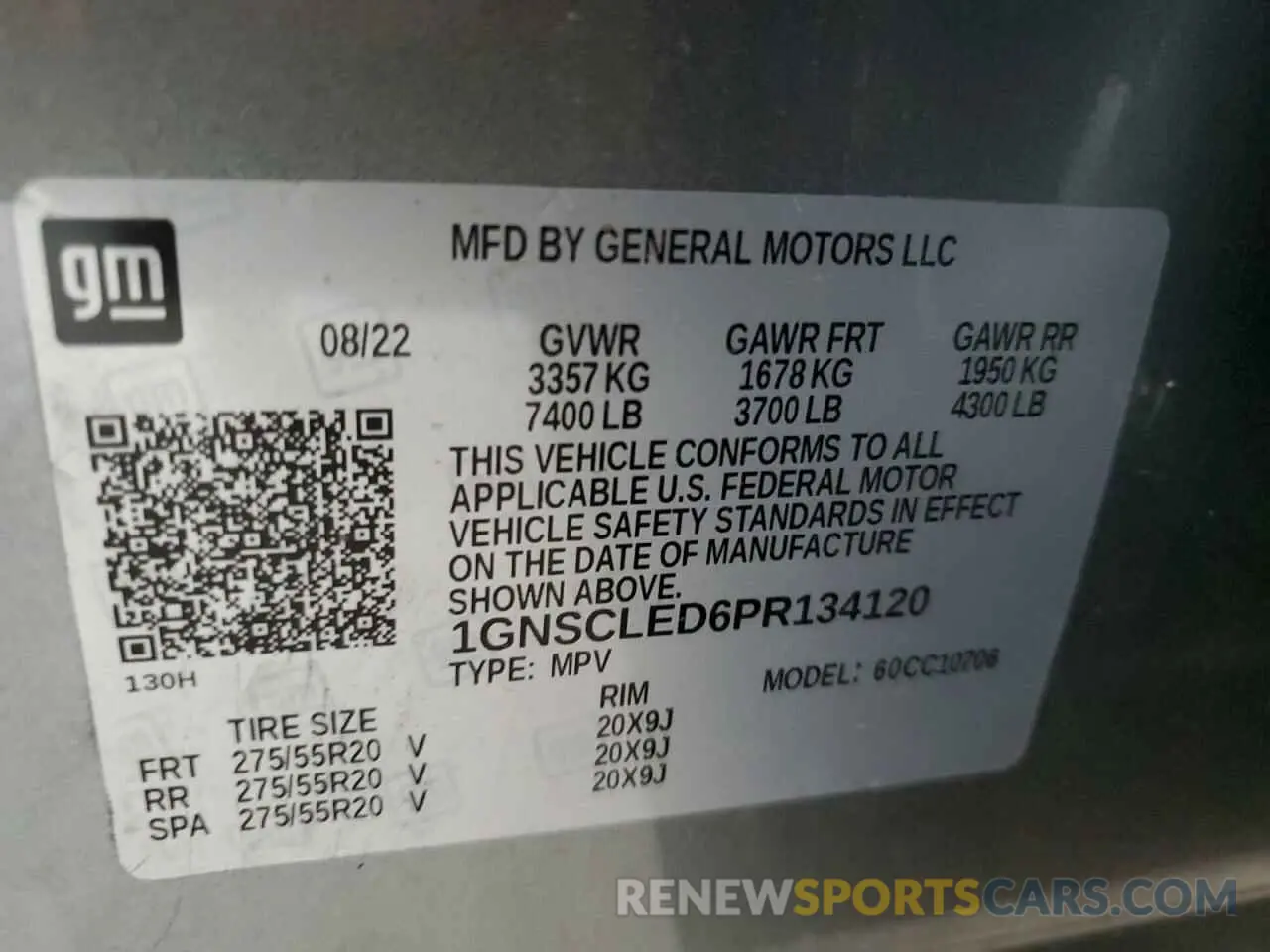 13 fotografías del automóvil dañado 1GNSCLED6PR134120 CHEVROLET TAHOE 2023