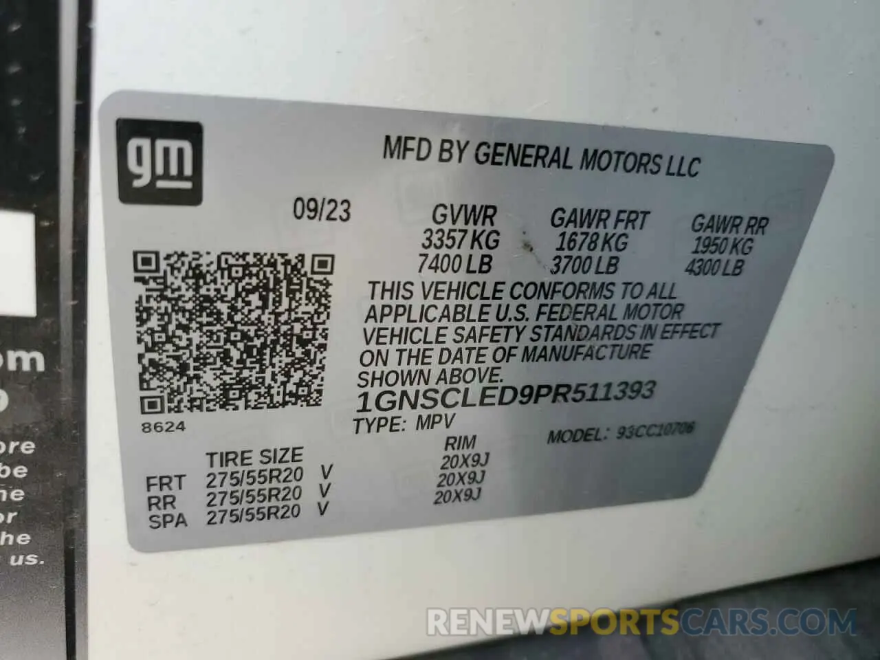 13 fotografías del automóvil dañado 1GNSCLED9PR511393 CHEVROLET TAHOE 2023