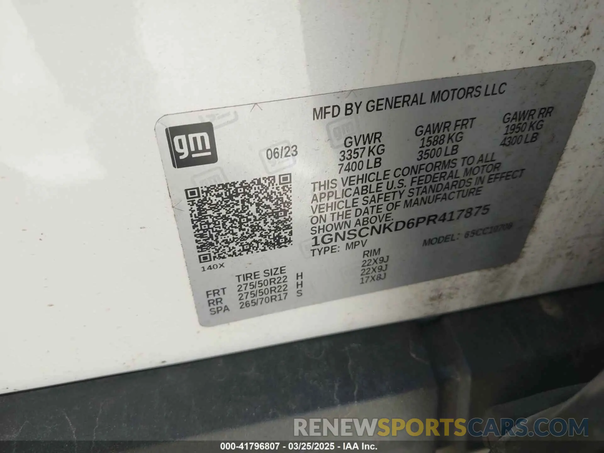 9 fotografías del automóvil dañado 1GNSCNKD6PR417875 CHEVROLET TAHOE 2023