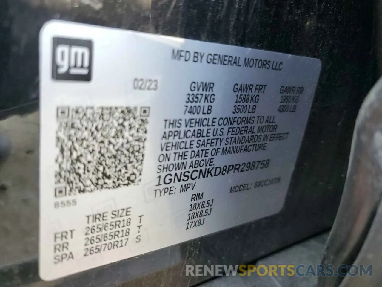 13 fotografías del automóvil dañado 1GNSCNKD8PR298758 CHEVROLET TAHOE 2023