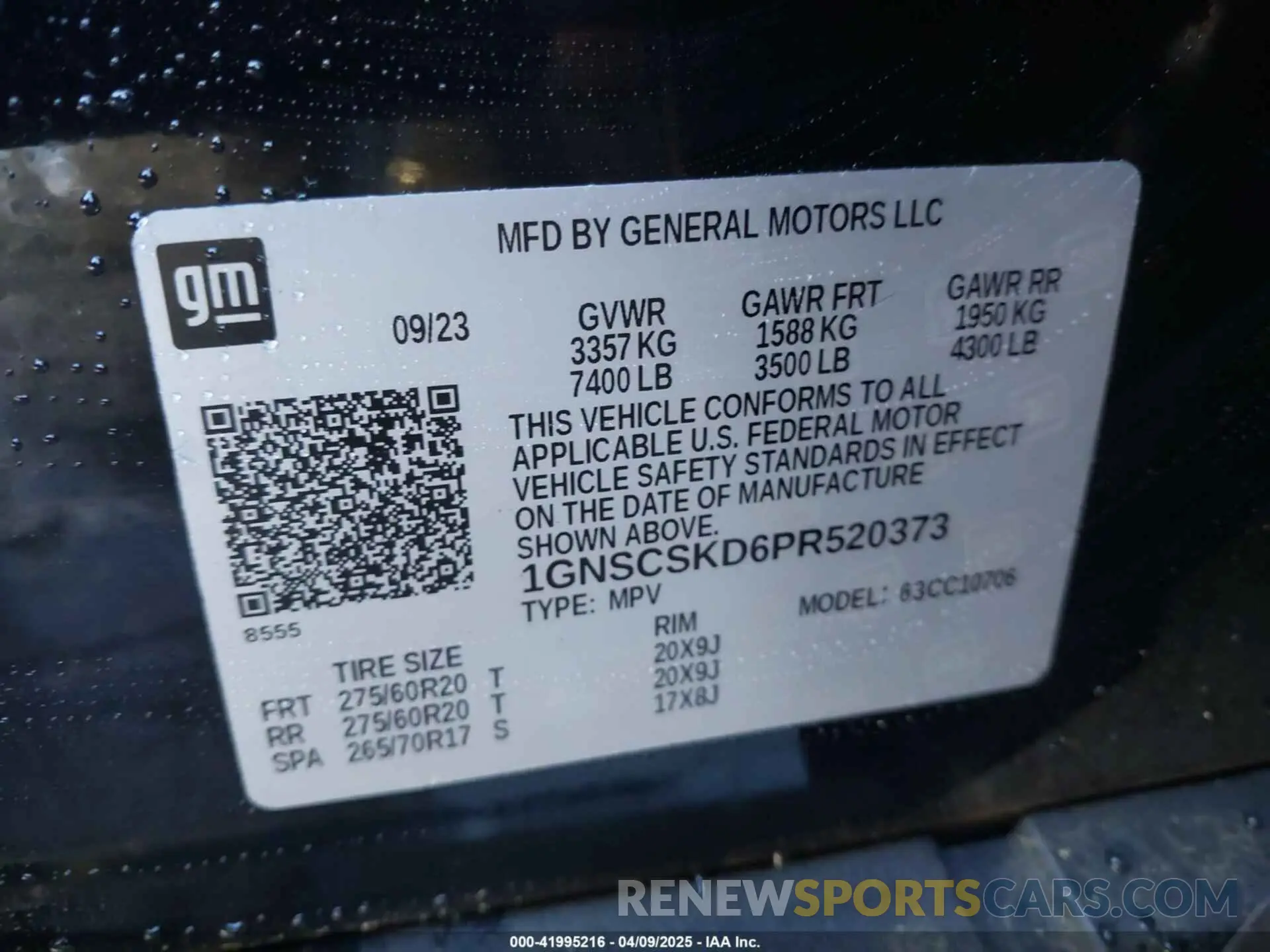 9 fotografías del automóvil dañado 1GNSCSKD6PR520373 CHEVROLET TAHOE 2023
