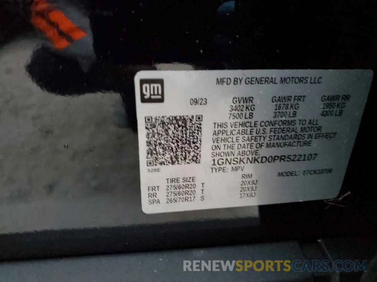 14 fotografías del automóvil dañado 1GNSKNKD0PR522107 CHEVROLET TAHOE 2023