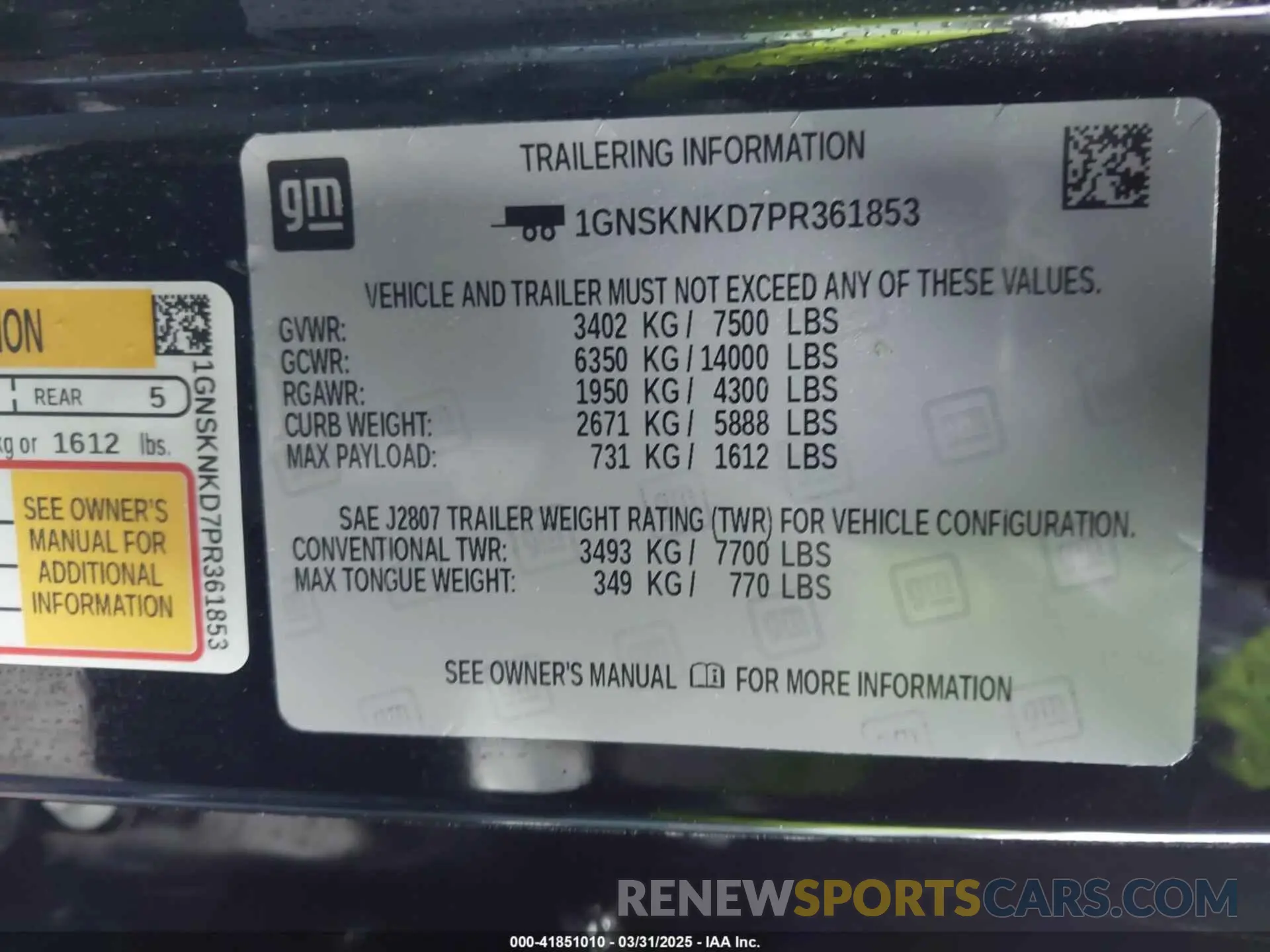 9 fotografías del automóvil dañado 1GNSKNKD7PR361853 CHEVROLET TAHOE 2023
