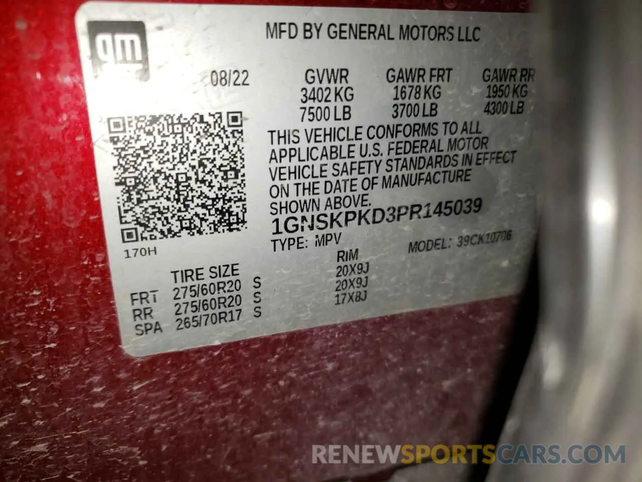 13 fotografías del automóvil dañado 1GNSKPKD3PR145039 CHEVROLET TAHOE 2023